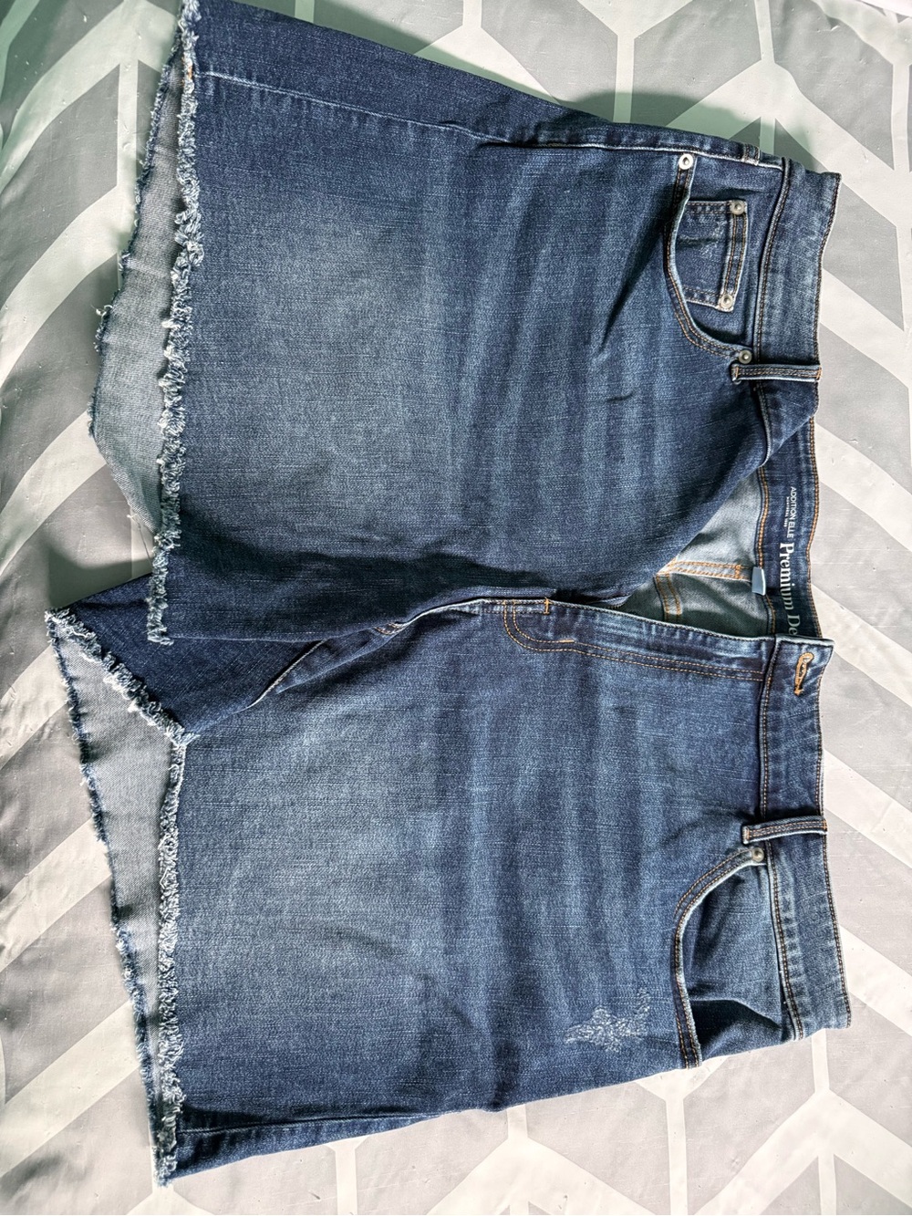 Addition Elle Dark Blue Denim Skirt Jeans with Frayed Hem